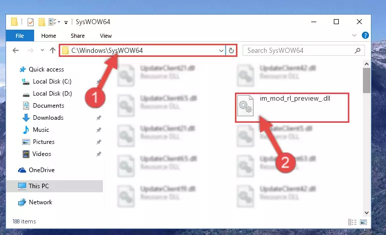 Pasting the Im_mod_rl_preview_.dll file into the Windows/sysWOW64 folder