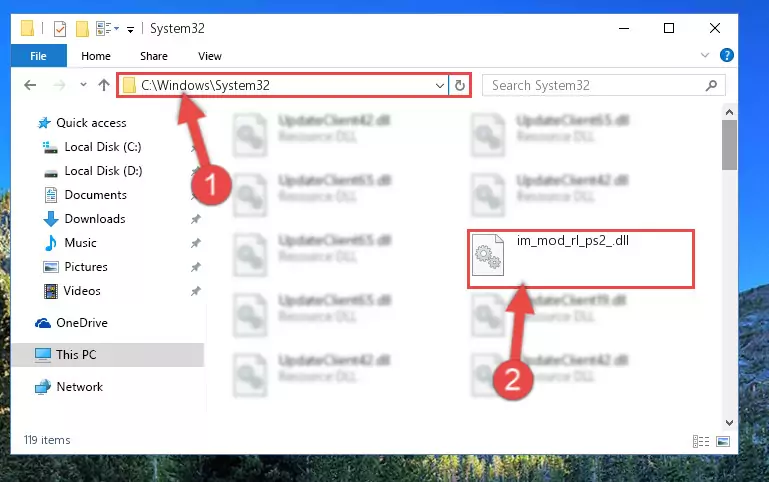 Copying the Im_mod_rl_ps2_.dll file into the Windows/System32 folder