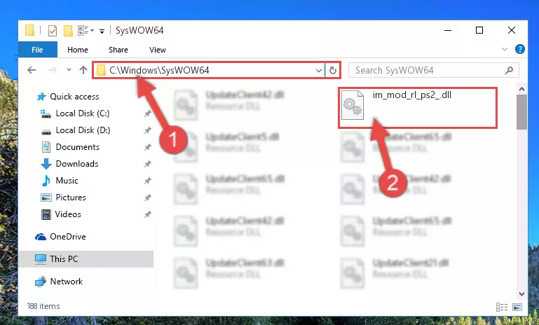 Pasting the Im_mod_rl_ps2_.dll file into the Windows/sysWOW64 folder