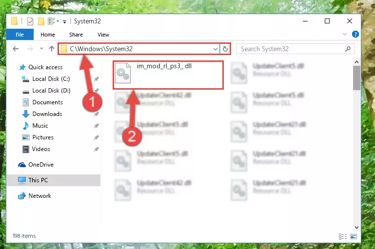 Pasting the Im_mod_rl_ps3_.dll library into the Windows/System32 directory