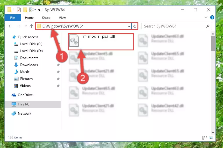 Pasting the Im_mod_rl_ps3_.dll library into the Windows/sysWOW64 directory