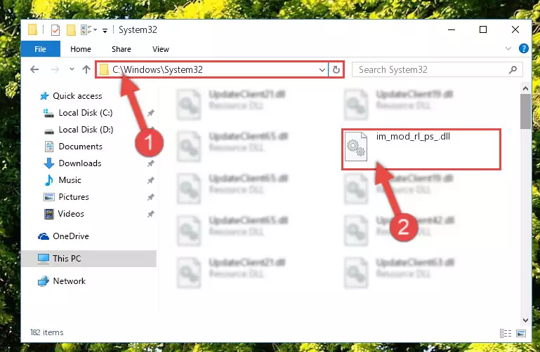 Copying the Im_mod_rl_ps_.dll file into the Windows/System32 folder