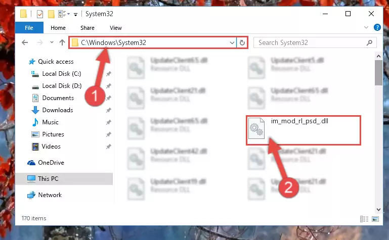 Pasting the Im_mod_rl_psd_.dll file into the Windows/System32 folder
