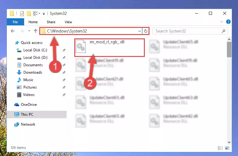 Copying the Im_mod_rl_rgb_.dll file into the Windows/System32 folder