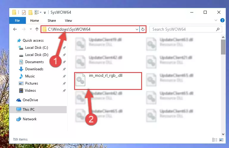Pasting the Im_mod_rl_rgb_.dll file into the Windows/sysWOW64 folder