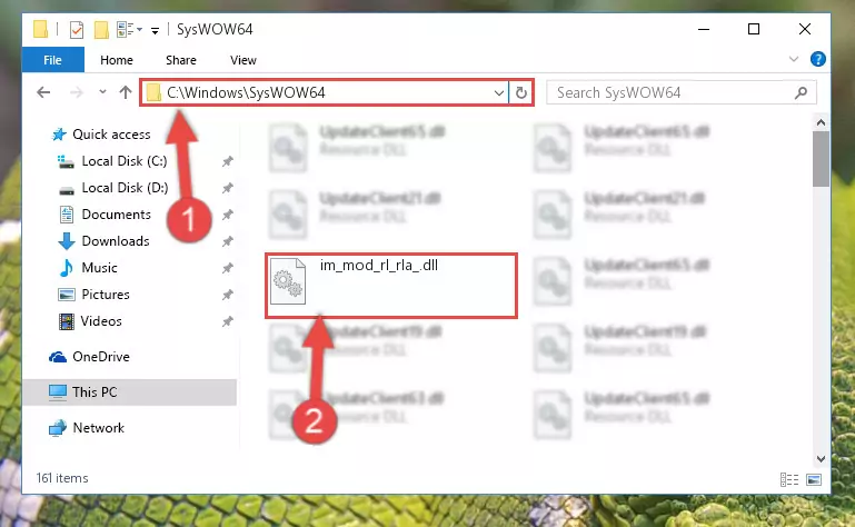 Extracting the Im_mod_rl_rla_.dll file to the desktop