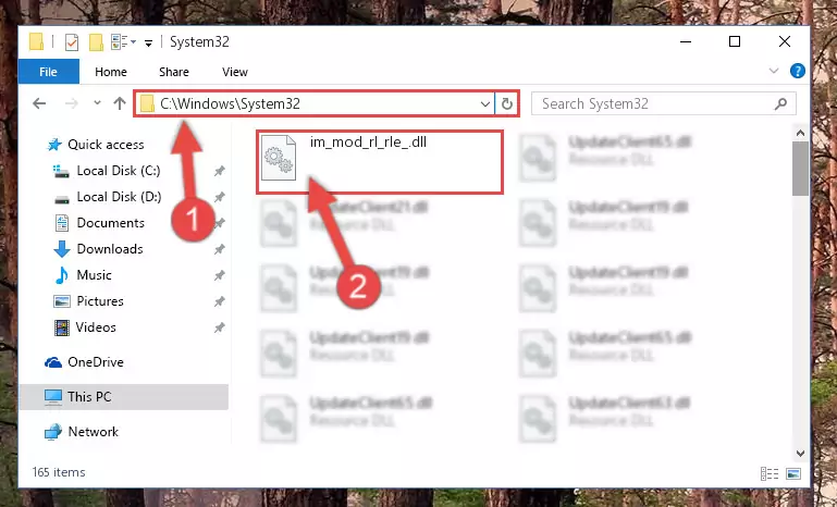 Copying the Im_mod_rl_rle_.dll file into the Windows/System32 folder