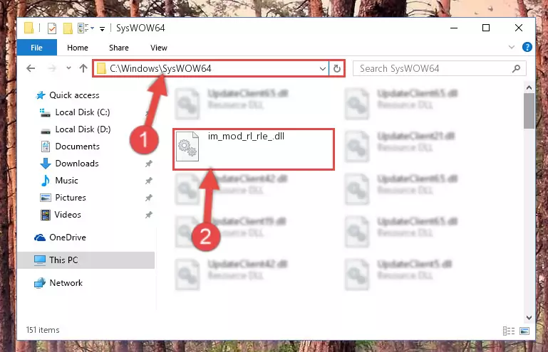 Pasting the Im_mod_rl_rle_.dll file into the Windows/sysWOW64 folder