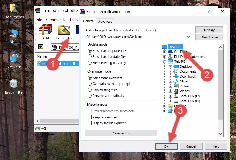 Copying the Im_mod_rl_sct_.dll library into the Windows/System32 directory
