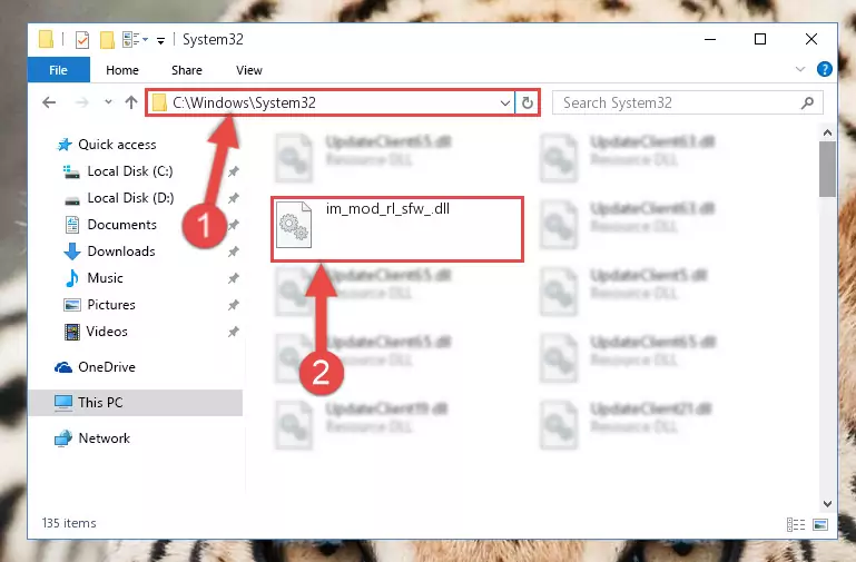Pasting the Im_mod_rl_sfw_.dll library into the Windows/sysWOW64 directory
