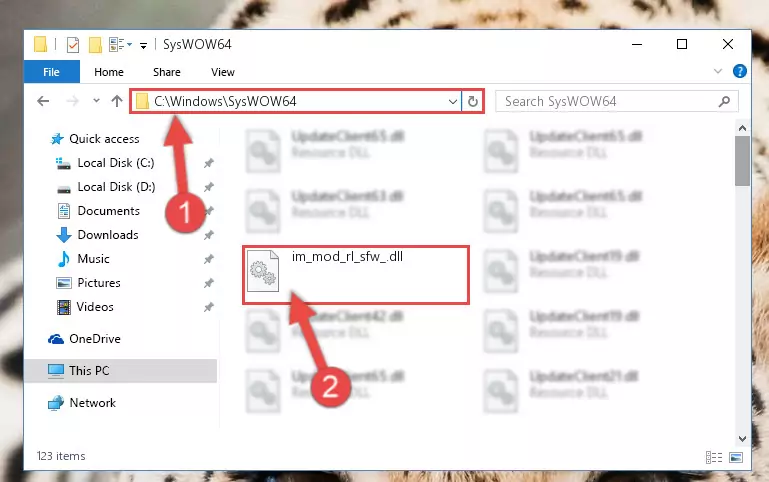 Extracting the Im_mod_rl_sfw_.dll library to the desktop