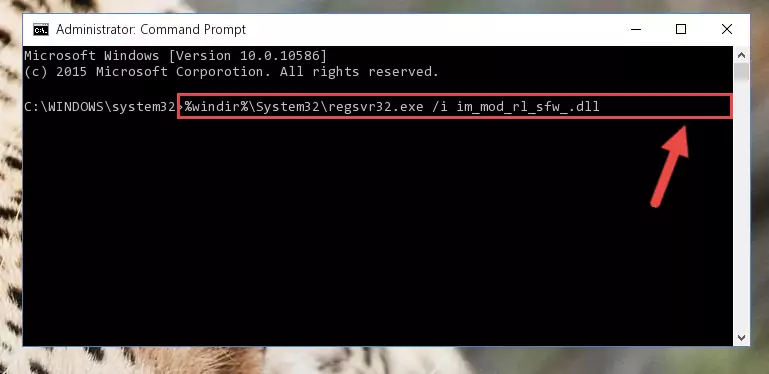 Deleting the Im_mod_rl_sfw_.dll library's problematic registry in the Windows Registry Editor