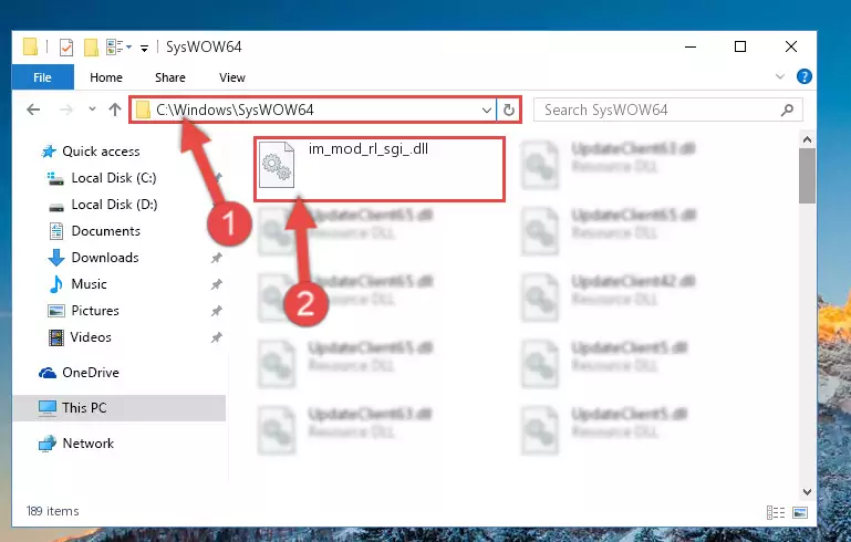 Pasting the Im_mod_rl_sgi_.dll library into the Windows/sysWOW64 directory