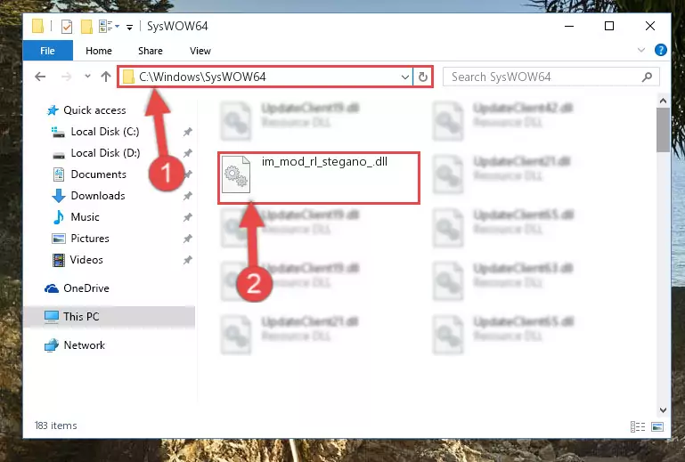 Extracting the Im_mod_rl_stegano_.dll library to the desktop
