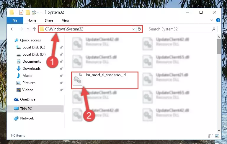 Copying the Im_mod_rl_stegano_.dll library to the Windows/sysWOW64 directory