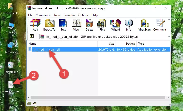 Copying the Im_mod_rl_sun_.dll file into the software's file folder
