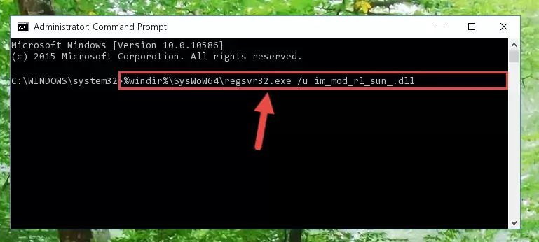 Creating a new registry for the Im_mod_rl_sun_.dll file in the Windows Registry Editor