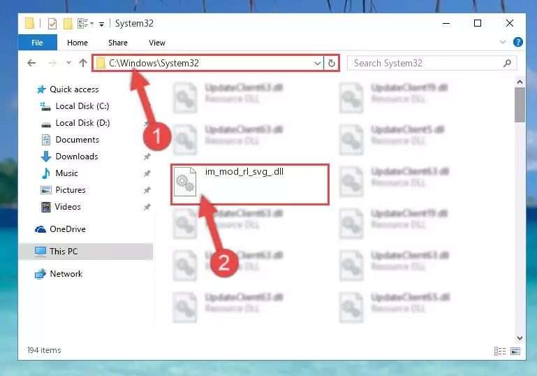 Copying the Im_mod_rl_svg_.dll library into the Windows/System32 directory