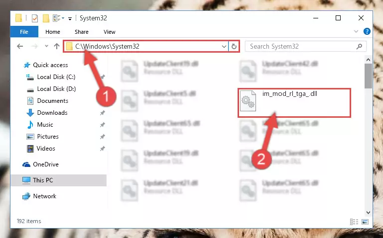 Pasting the Im_mod_rl_tga_.dll file into the Windows/System32 folder