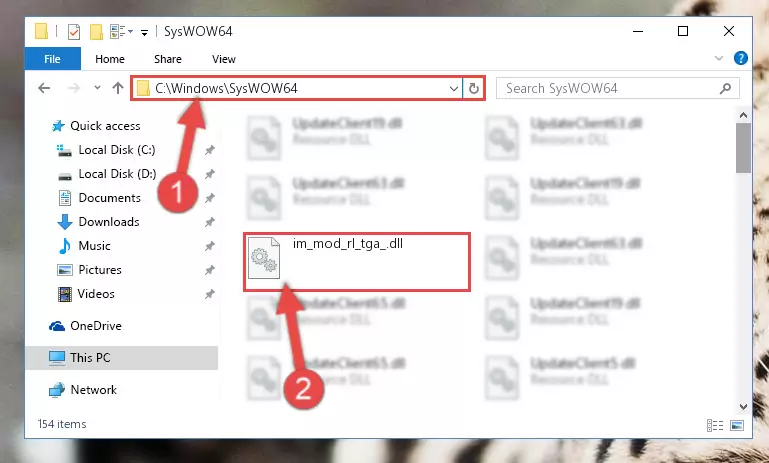Pasting the Im_mod_rl_tga_.dll file into the Windows/sysWOW64 folder