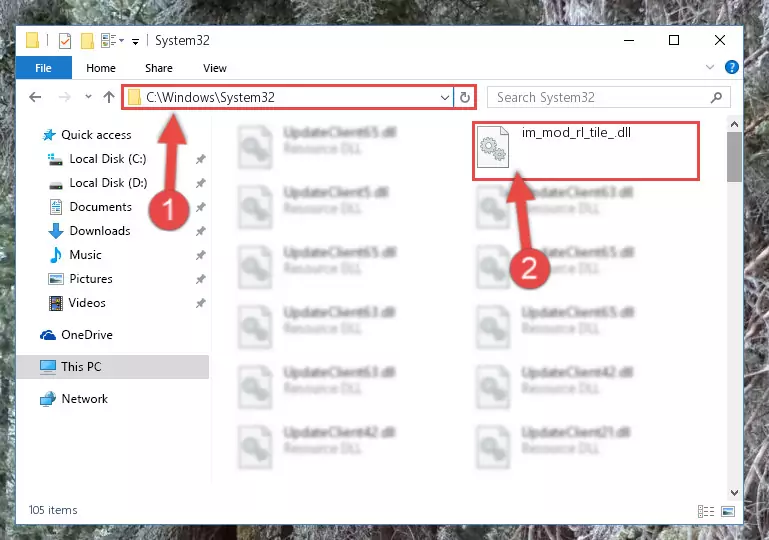 Copying the Im_mod_rl_tile_.dll file to the Windows/sysWOW64 folder