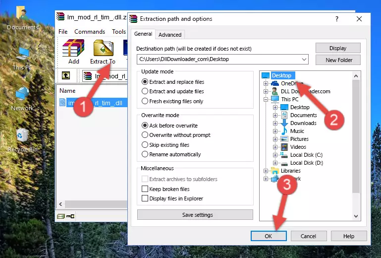 Copying the Im_mod_rl_tim_.dll file into the Windows/System32 folder