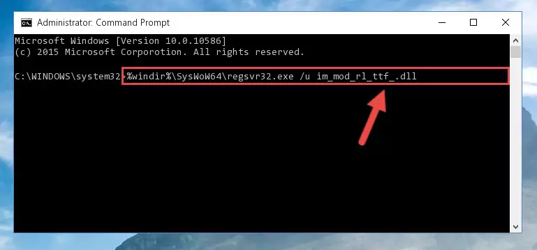 Reregistering the Im_mod_rl_ttf_.dll file in the system (for 64 Bit)
