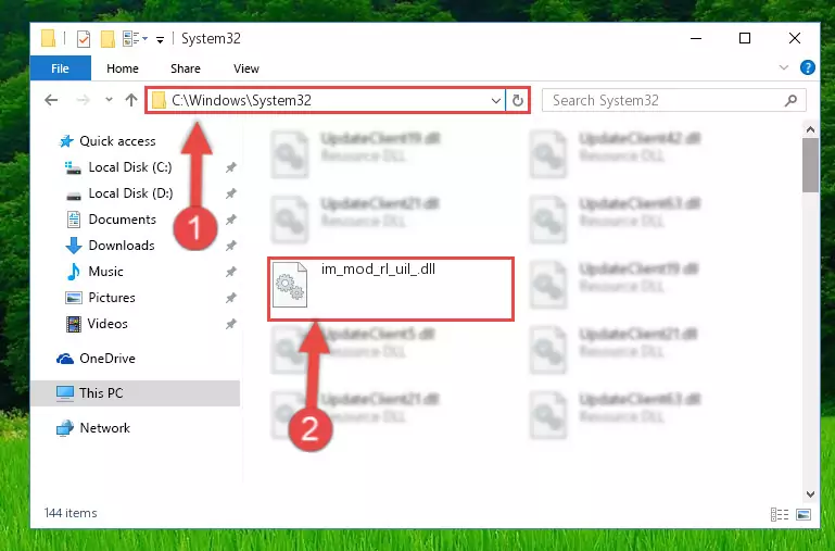 Copying the Im_mod_rl_uil_.dll library into the Windows/System32 directory