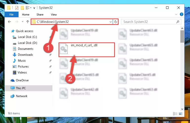 Copying the Im_mod_rl_url_.dll library into the Windows/System32 directory