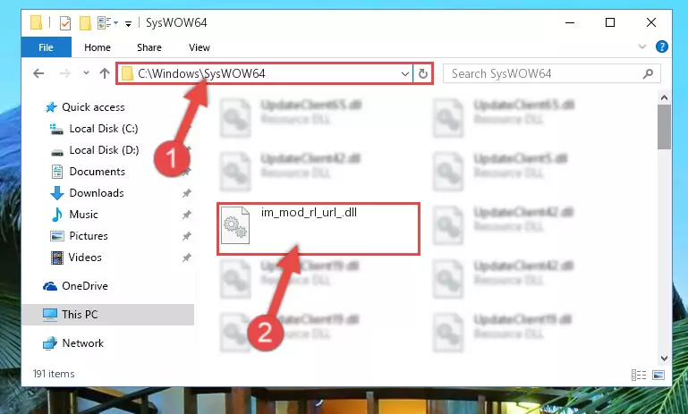 Pasting the Im_mod_rl_url_.dll library into the Windows/sysWOW64 directory