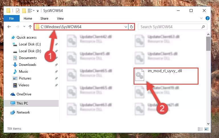 Copying the Im_mod_rl_uyvy_.dll file to the Windows/sysWOW64 folder