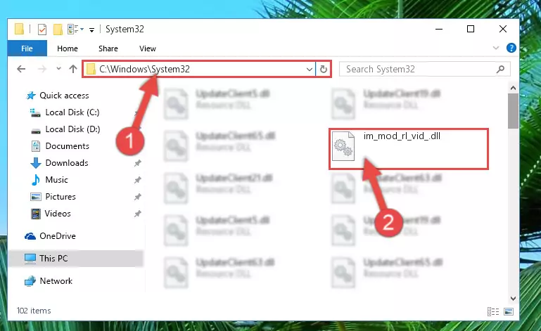 Copying the Im_mod_rl_vid_.dll file into the Windows/System32 folder