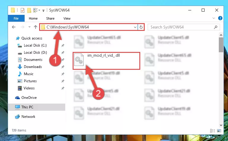 Pasting the Im_mod_rl_vid_.dll file into the Windows/sysWOW64 folder