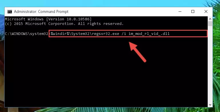 Reregistering the Im_mod_rl_vid_.dll file in the system (for 64 Bit)