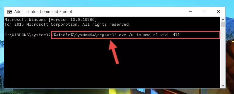 Reregistering the Im_mod_rl_vid_.dll file in the system
