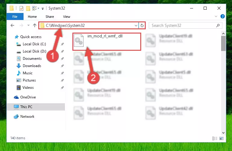 Copying the Im_mod_rl_wmf_.dll file to the Windows/sysWOW64 folder