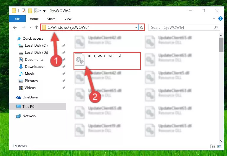 Extracting the Im_mod_rl_wmf_.dll file to the desktop