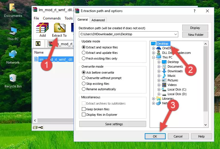 Copying the Im_mod_rl_wmf_.dll file into the Windows/System32 folder