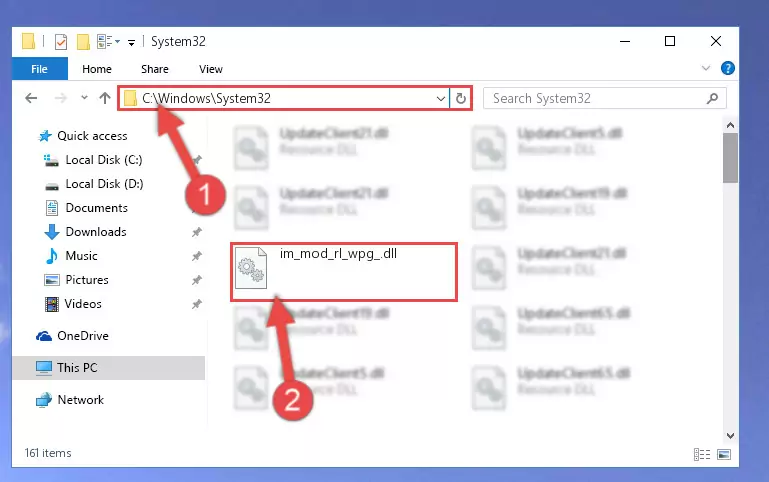 Copying the Im_mod_rl_wpg_.dll file into the Windows/System32 folder