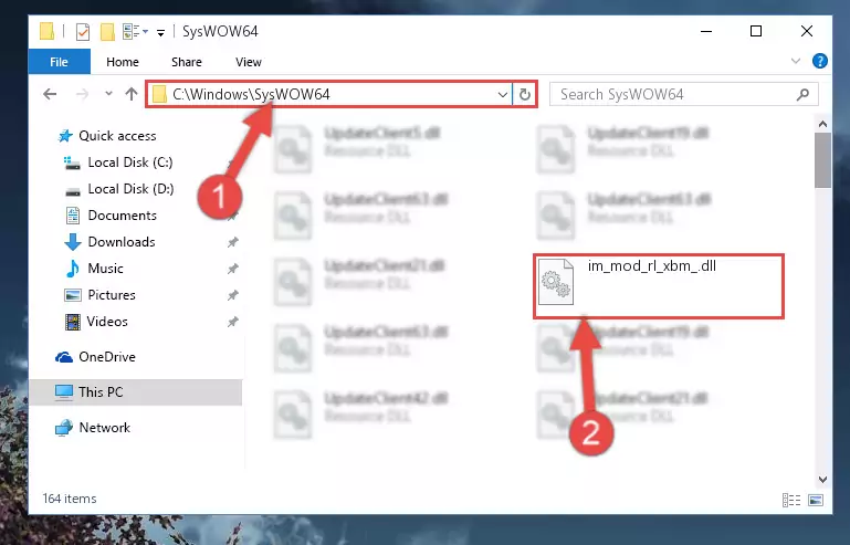 Extracting the Im_mod_rl_xbm_.dll library to the desktop