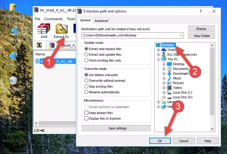 Copying the Im_mod_rl_xc_.dll library into the Windows/System32 directory