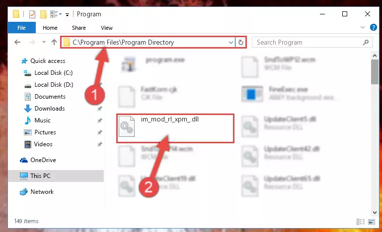 Uninstalling the damaged Im_mod_rl_xpm_.dll file's registry from the system (for 64 Bit)