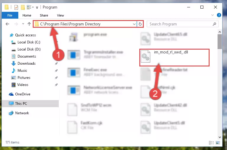 Uninstalling the damaged Im_mod_rl_xwd_.dll file's registry from the system (for 64 Bit)