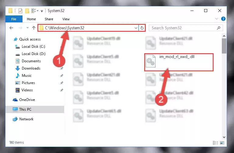 Copying the Im_mod_rl_xwd_.dll file into the Windows/System32 folder