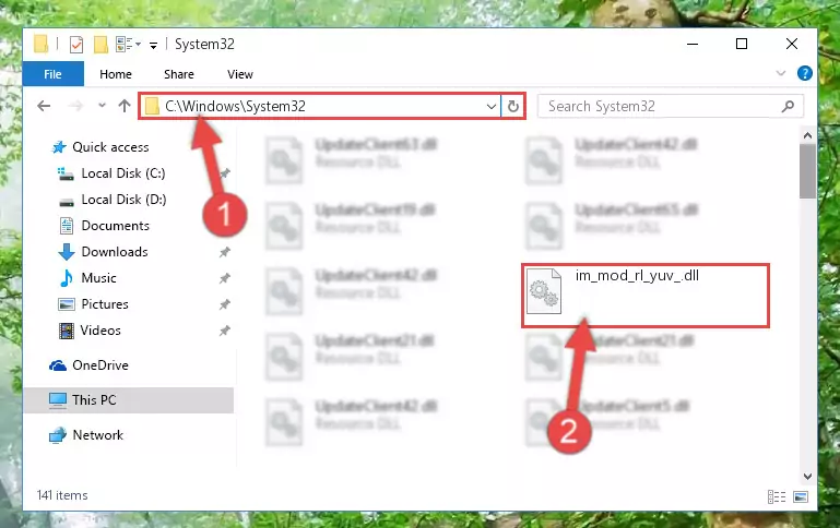 Copying the Im_mod_rl_yuv_.dll file into the Windows/System32 folder