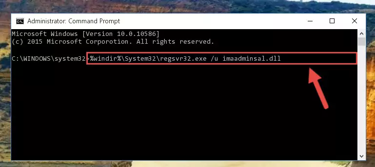 Reregistering the Imaadminsal.dll file in the system