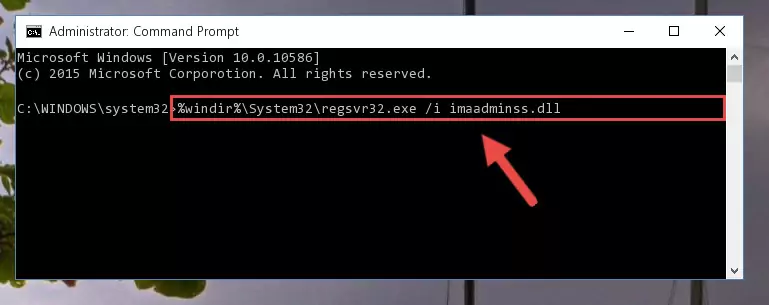 Deleting the Imaadminss.dll file's problematic registry in the Windows Registry Editor
