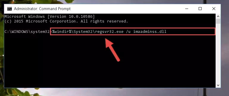 Creating a new registry for the Imaadminss.dll file in the Windows Registry Editor