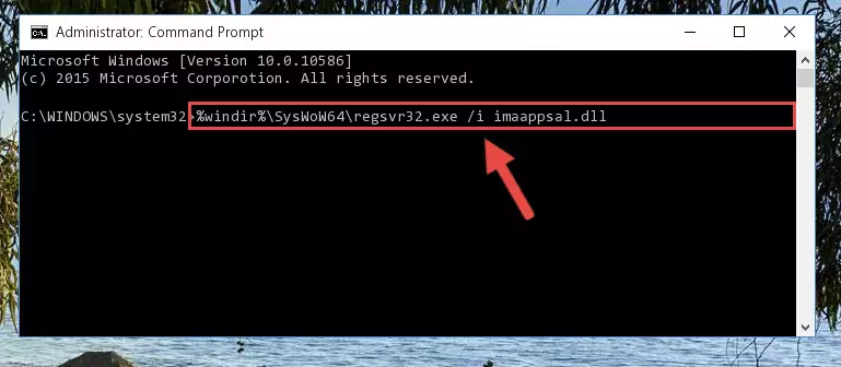 Deleting the Imaappsal.dll library's problematic registry in the Windows Registry Editor