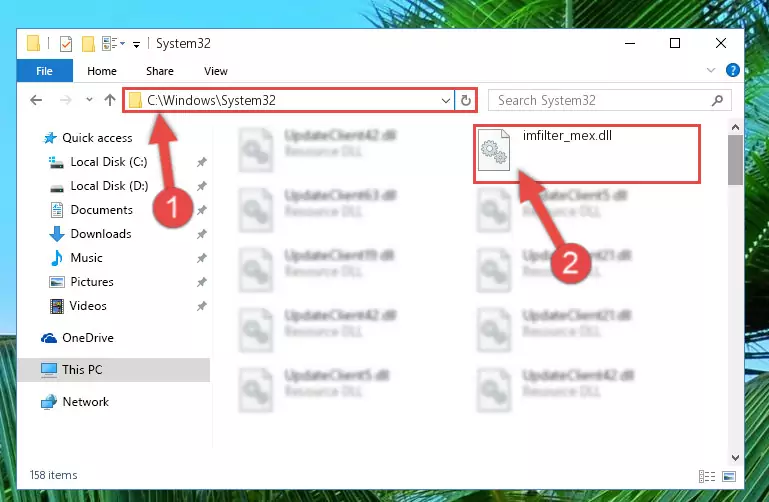 Copying the Imfilter_mex.dll library to the Windows/sysWOW64 directory